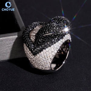 Anillo de Lengua con Incrustaciones de Moissanita Negra VVS, Certificado GRA, Estilo Hip Hop, Plata 925 para Hombre, Venta al Por Mayor - Product Image 2