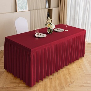Mejor Precio, <span class=keywords><strong>Mantel</strong></span> <span class=keywords><strong>Rectangular</strong></span> de Color Sólido <span class=keywords><strong>para</strong></span> Conferencias, 100% Poliéster, con Pliegues, Logotipo Personalizado, Falda de <span class=keywords><strong>Mesa</strong></span> con Volantes <span class=keywords><strong>para</strong></span> Banquetes y Eventos - Product Image 2