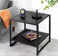 Table d'appoint moderne multifonction en métal et bois avec cadre noir pour salon, meubles de maison