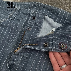 LARSUR Pantalon en denim à rayures indigo personnalisé d'usine en détresse délavé <span class=keywords><strong>Jean</strong></span> automobile Wabash Railway Railroad pour hommes - Product Image 5