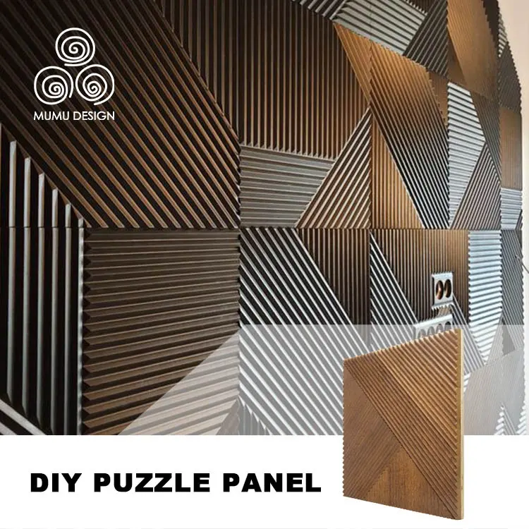 MUMU आधुनिक डिजाइन Fluted ठोस पर्यावरण वुडी आंतरिक विभाजन की भावना एक्सेंट लकड़ी दीवार पैनलों