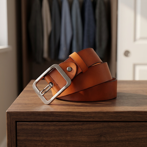 Cuir de buffle brun de qualité supérieure pour homme, longueur personnalisée, écologique, motif floral carré en acier, BS - Product Image 1
