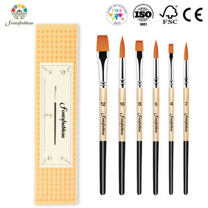 Set di 6 <span class=keywords><strong>Pennelli</strong></span> <span class=keywords><strong>per</strong></span> Pittura ad <span class=keywords><strong>Acquerello</strong></span> e Olio Fontainebleau con Logo Personalizzato, Ecologici, in Setole Sintetiche e Acrilico - Product Image 1
