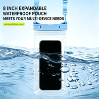 Nouveauté : Pochette étanche pour téléphone de 8 pouces, sac étanche transparent en PVC avec fermeture à pression et cordon réglable pour la plage, la natation et le surf
