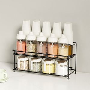 Double Tier Stainless Steel Multifunction <b>Kitchen</b> Spice <b>Storage</b> Rack with Standing Design - Product Image 3