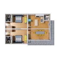 Maison modulaire préfabriquée en acier personnalisable, installation facile, conteneur plat préfabriqué, appartement, hôtel, complexe hôtelier avec cuisine