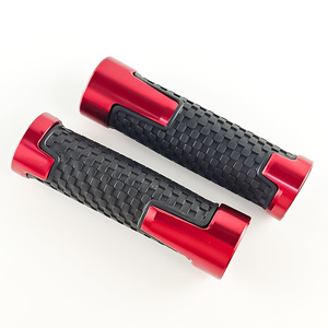 Poignées de guidon de moto Qiangye, en caoutchouc rouge et noir, CNC universelles pour vélo tout-terrain, scooter, accessoire de guidon - Product Image 2
