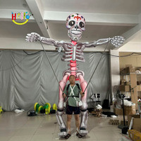 Disfraz Inflable de Esqueleto Fantasma para Desfile de Halloween, Marioneta Inflable con Luz LED