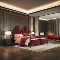 Lit double américain rétro moderne simple 1.8 mètres lumière luxe panneau solide chambre principale lit de mariage 1.5 mètres vieux Paris