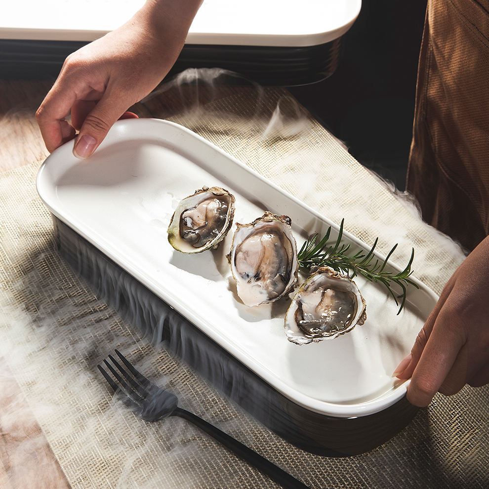 JiuJiuJu陶器ドライアイスプレートホットセールマット黒と白日本の