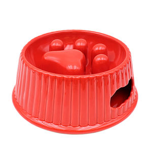 Bol en céramique surélevé pour chat et chien, fait main, écologique, rouge, pour une alimentation lente et saine, texture patte, sans plomb, pour intérieur, extérieur et voyage - Product Image 4