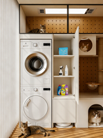 Enclos pliable pour animaux de compagnie TZD avec griffoir intégré, capsule spatiale multifonctionnelle, gamelle et design sur roulettes – Mobilier pour la maison