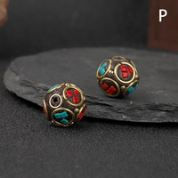 Vente en gros 15mm cuivre Micro pavé népal cuivre fait à la main bricolage perle en vrac avec bijoux accessoires pièces perles d'espacement
