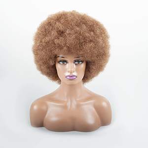 <span class=keywords><strong>Peluca</strong></span> Afro Rizada Negra Estilo Disco Hippie de los 70, Tamaño Pequeño, Material de Fibra Resistente a Altas Temperaturas para Mujeres Negras - Product Image 6
