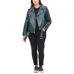 Women's Genuine Leather Plaid Jacket <b>Zipper</b> Closure Fox Fur Collar Thin Streetwear Winter Windproof For Sale new Quality - Product Image 5