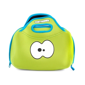 Borsa termica verde in neoprene con design a faccina di cartone animato per bambini, per l'uso scolastico - Product Image 1