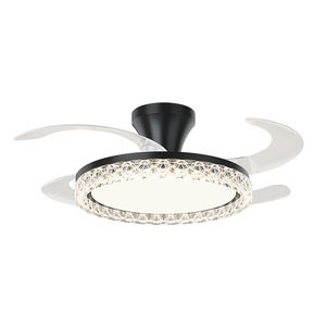 Ventilador de techo LED con anillo de cristal y aspas de ABS, motor de cobre, interruptor de pared con regulador de intensidad para sala de estar y comedor - Product Image 4