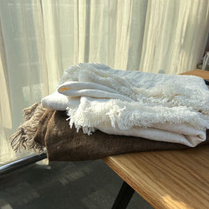 Sang trọng mềm trắng đơn giản và đơn sắc tinh khiết pháp Linen ném lờ mờ bằng tay - Product Image 2