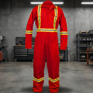 Overol de Seguridad Reflectante Rojo Clase 2, Ropa de Trabajo Industrial, Traje Protector para Hombre con Franjas de Alta Visibilidad - Product Image 5