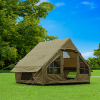 Carpa Familiar Portátil para 4 Estaciones, Impermeable de PVC, Oxford 300D, Techo Inflable Elegante, Montaje Automático, para 3-6 Personas, para Exteriores