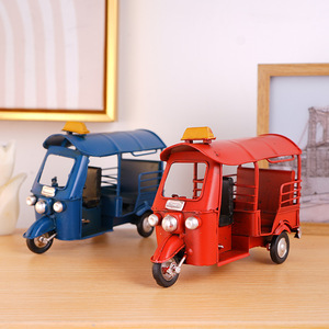 Modèle de tricycle en métal de style campagnard américain vintage, modèle de véhicule en <span class=keywords><strong>fer</strong></span> <span class=keywords><strong>forgé</strong></span>, artisanat artistique, décoration de bureau nostalgique à l'ancienne - Product Image 1