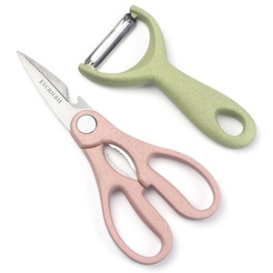 6pcs <b>Macaron</b> Color Wheat Straw Fruit Vegetable Knife Scissors Stainless Steel Kitchen Knife Set - Product Image 5