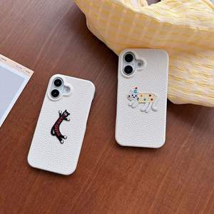 Custodia per telefono con ricamo a gatto carino per iPhone 17 16 15 14 13 12 11 Pro Max Plus, Cover protettiva in pelle sintetica - Product Image 6