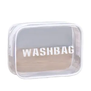 Clear PVC Waterproof Zipper Bag Customized Logo Available large Quantities For Shopping/Comestic/Packaging Recyclable