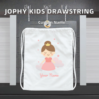 Sac à dos à cordon blanc personnalisé pour enfants, motif princesse de dessin animé, JOPHY CO. |   100% coton |