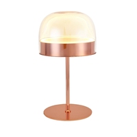 Lampe de table champignon en verre de luxe moderne avec base en métal et éclairage LED pour la décoration de la chambre à coucher, du salon et de l'hôtel