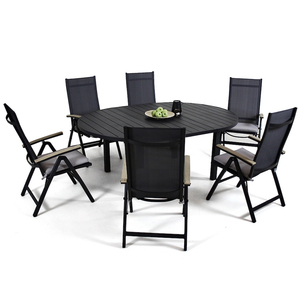 Jardín o Patio Metal negro Teslin neto Silla <span class=keywords><strong>de</strong></span> comedor <span class=keywords><strong>de</strong></span> muebles al aire libre <span class=keywords><strong>juego</strong></span> <span class=keywords><strong>de</strong></span> <span class=keywords><strong>mesa</strong></span> - Product Image 2