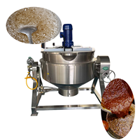 Chaudière de cuisson industrielle en acier inoxydable de 300 kg avec agitateur, marmite sanitaire pour bouillie et soupe, mélangeur de cuisson à double enveloppe