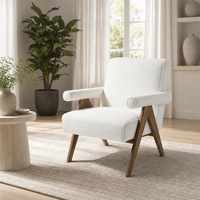 Fauteuil d'appoint moderne en bois massif, rembourré en tissu, pour salon, hôtel, salle à manger