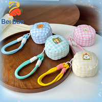 Dompet Koin Boneka Lucu Plushie Factory dengan Tali Gantungan, Dompet Mini Motif Kotak-kotak, Seri Boneka Beruang Kelinci, Gantungan Tas, Ready Stock