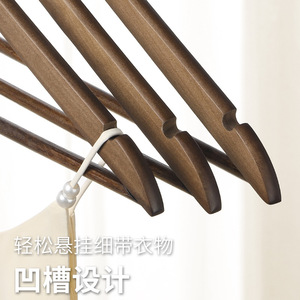 Perchas de madera maciza con gancho rectangular, antideslizantes y sin marcas, para uso en armarios y tiendas de ropa. - Product Image 4