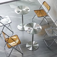 Anpassbarer Edelstahl-Couchtisch, Klappbarer Acryl-Stuhl, Schlichter Kommerzieller Freizeittisch-Set mit Stühlen
