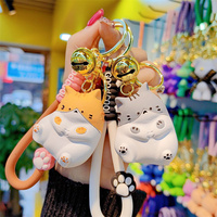 Porte-clés Chat Mignon en Caoutchouc 3D pour Femme, Pendentif de Téléphone Écologique Exquis, Dragonne de Sac, Breloque de Sac à Main