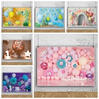 Décor floral de fond en forme d'arche de château, mur de ballons en forme de cœur pastel pour anniversaire d'enfants et fête de naissance