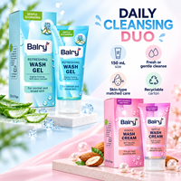 Ensemble de nettoyants pour le visage Balry en 2 pièces, crème nettoyante, nettoyant visage doux pour tous les jours pour les peaux normales, mixtes, sèches et sensibles, 150 ml chacun