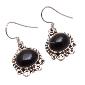 Natural <b>Black</b> Onyx Gemstone 925 Sterling Silver <b>Earring</b> Handmade <b>Women</b> Fashion 925 Silver Jewelry Wholesaler Unique 925 Jewelry - Product Image 1