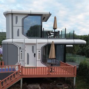 Casa Móvil de Dos Pisos, Cápsula Espacial, Terraza de Cristal, Instalación Fácil, Diseño Contemporáneo - Product Image 1