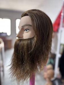 Cabeza <span class=keywords><strong>de</strong></span> Maniquí con Barba 100% Cabello Humano para Prácticas <span class=keywords><strong>de</strong></span> Peluquería, Trenzado y Decoloración - Estilo Liso - Product Image 2