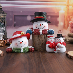 Adorno Navideño de Muñeco de Nieve de Resina, Estilo Dibujos Animados, Decoración para el Hogar, Adorno de Escritorio, Regalo - Product Image 1