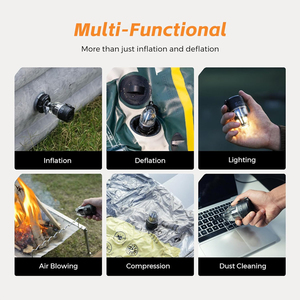 Portable Air Pump 5KPA Rechargeable Air Mattress Pump 6 Nozzles Air Pump with Camping Lantern - Product Image 5