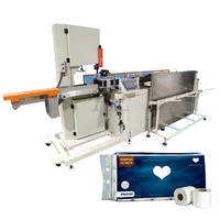 Machine de découpe verticale automatique pour rouleaux de papier toilette géants avec rembobineuse et scie à ruban