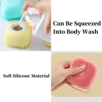 Brosse de massage et de bain pour animaux de compagnie en silicone souple avec réservoir de shampoing