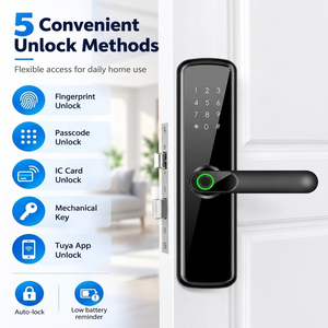 Wholesale Aluminum Ally Tuya WiFi TTlock APP Remote Control Electric Password Digital Smart Fingerprint Lock for Wood/Metal <strong>Door</strong> - Product Image 2