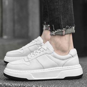 Zapatos de Hombre Blancos de Alta Calidad, con Cordones, de Cuero Genuino, Transpirables, Ligeros, Antideslizantes, con Plataforma de 7cm, a la Moda - Product Image 1