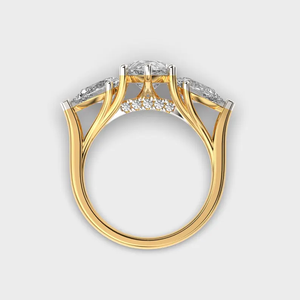Anillo de Compromiso con Diamante Cultivado en Laboratorio de 2.00ct, Corte Pera, Oro Amarillo de 14K, Diseño Floral - Product Image 3