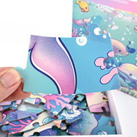 Puzzles en carton personnalisés en gros, colorés, sur le thème du monde sous-marin, avec des dauphins, éducatifs, ronds, en papier, pour le sol